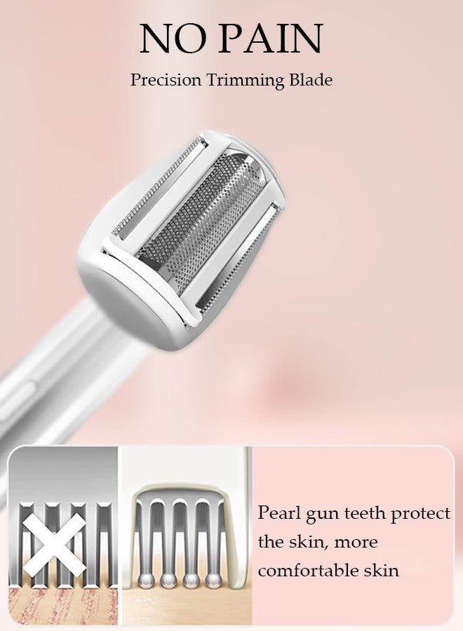 DUNISO 4 in 1 Painless Facial Hair Remover for Women, Mini Razor for Women, Precision Brow Trimmer, Rechargeable Facial Hair Removal, for Upper Lip, Chin, Eyebrow, Neck, Leg - Image 5