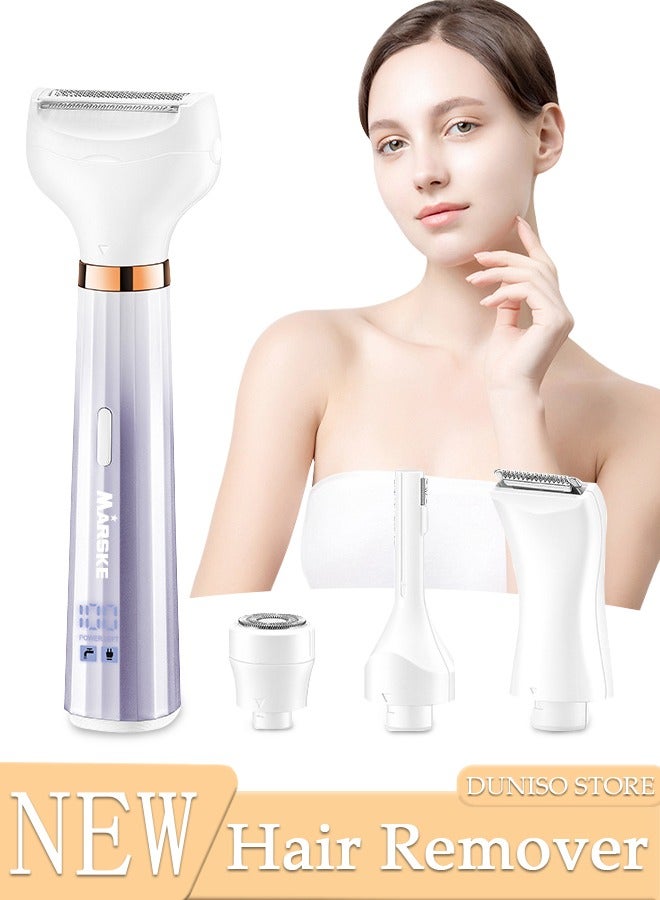DUNISO 4 in 1 Painless Facial Hair Remover for Women, Mini Razor for Women, Precision Brow Trimmer, Rechargeable Facial Hair Removal, for Upper Lip, Chin, Eyebrow, Neck, Leg - Image 1