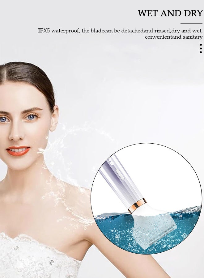 DUNISO أداة إزالة شعر الوجه 4 في 1 بدون ألم للنساء، ماكينة حلاقة صغيرة للنساء، أداة تشذيب الحواجب الدقيقة، إزالة شعر الوجه القابلة لإعادة الشحن، للشفة العليا والذقن والحاجب والرقبة والساق - Image 3