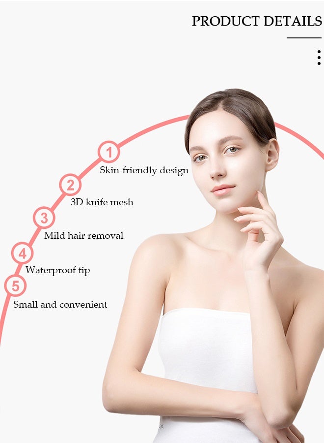 DUNISO أداة إزالة شعر الوجه 4 في 1 بدون ألم للنساء، ماكينة حلاقة صغيرة للنساء، أداة تشذيب الحواجب الدقيقة، إزالة شعر الوجه القابلة لإعادة الشحن، للشفة العليا والذقن والحاجب والرقبة والساق - Image 5