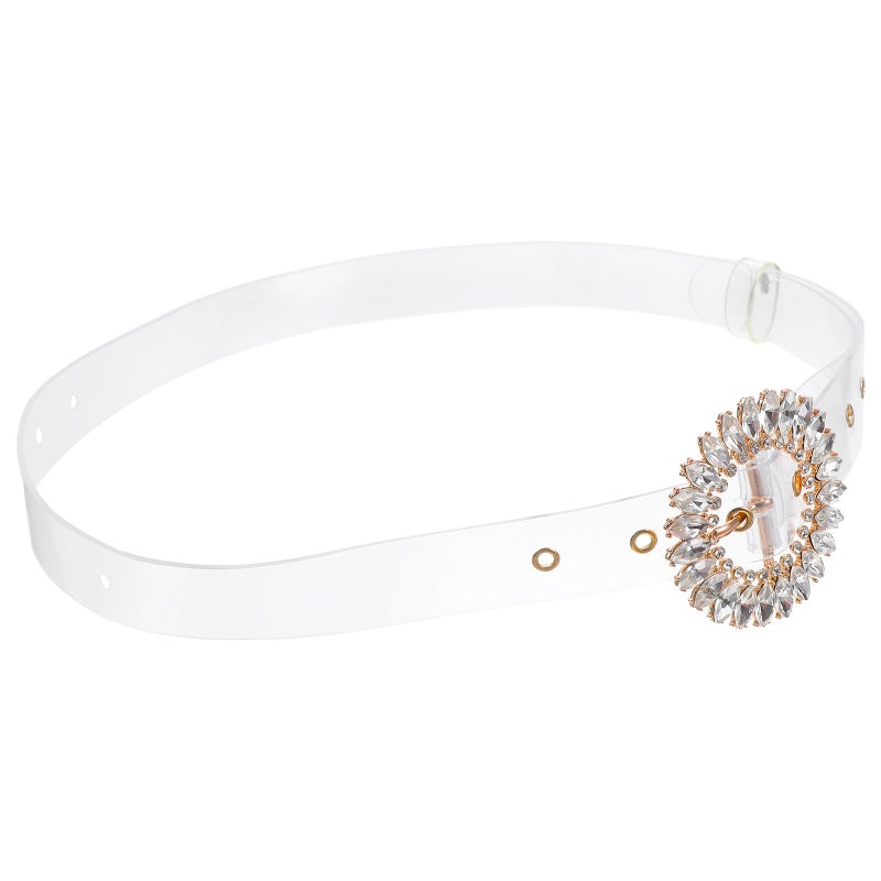 Women Transparent Rhinestone Belt with Adjustable Buckle Clear Waist Belt for Dress Skirt Jeans Party Accessories for Formal Occasions - Image 4