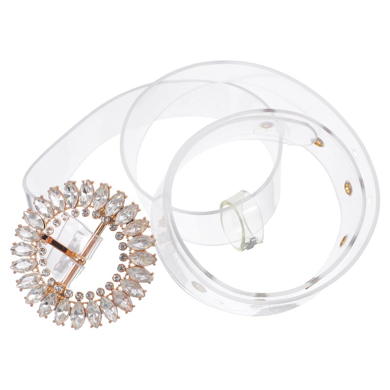 Women Transparent Rhinestone Belt with Adjustable Buckle Clear Waist Belt for Dress Skirt Jeans Party Accessories for Formal Occasions - Image 3