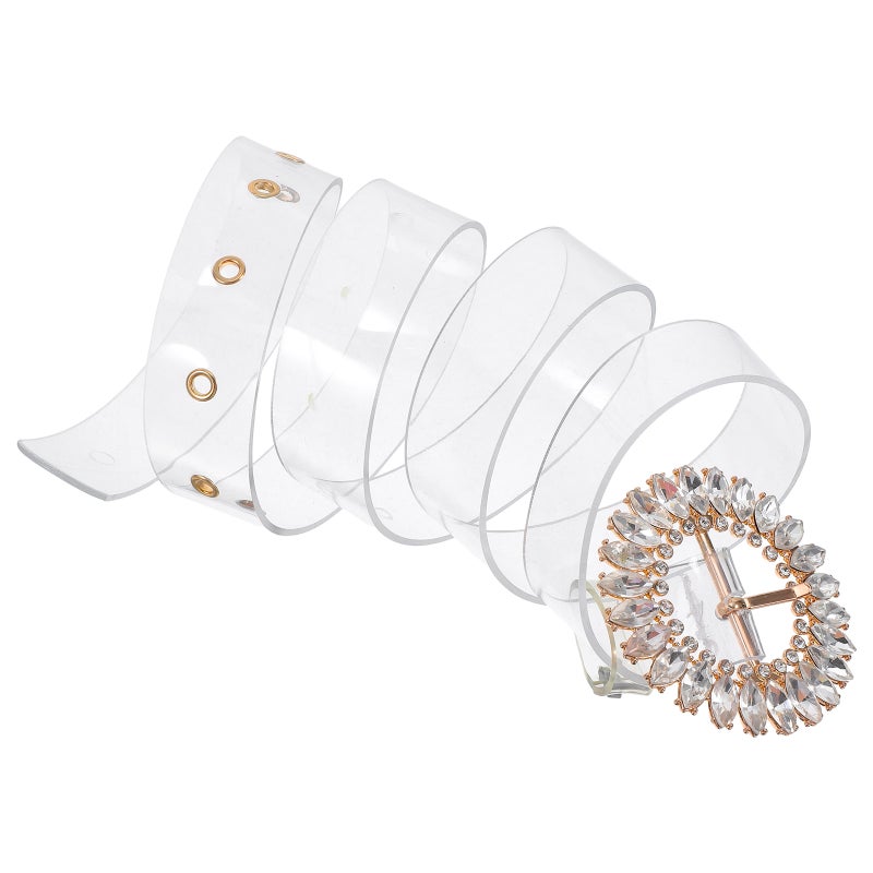 Women Transparent Rhinestone Belt with Adjustable Buckle Clear Waist Belt for Dress Skirt Jeans Party Accessories for Formal Occasions - Image 5