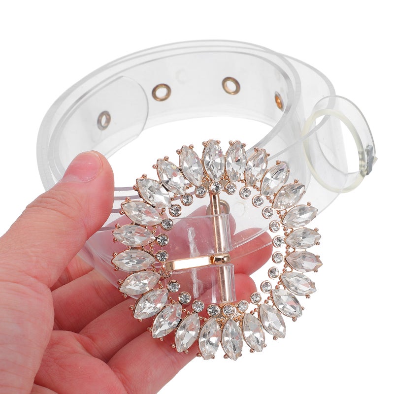 Women Transparent Rhinestone Belt with Adjustable Buckle Clear Waist Belt for Dress Skirt Jeans Party Accessories for Formal Occasions - Image 2