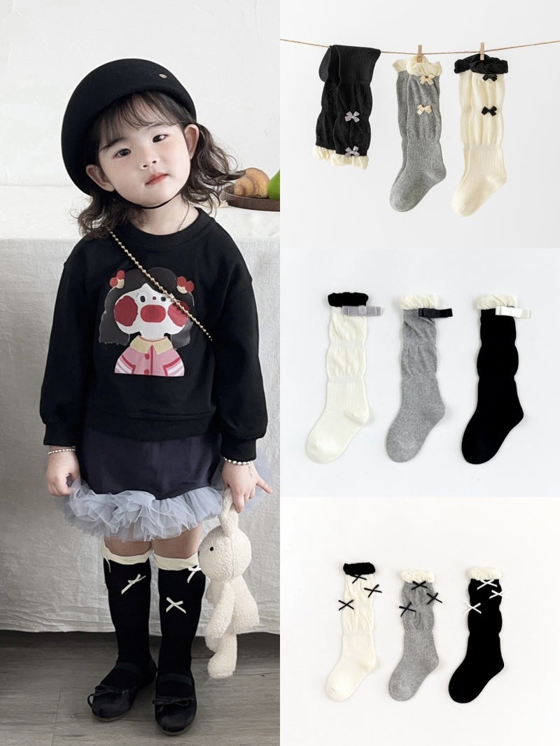 Lolita Girls Socks Children 2024 Korean Cotton Pile Stockings Baby Princess Wind High Stockings - Image 2