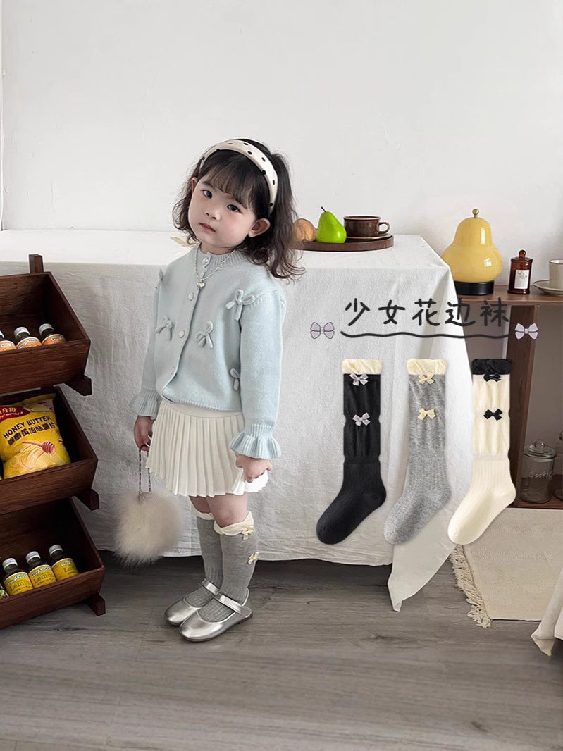 Lolita Girls Socks Children 2024 Korean Cotton Pile Stockings Baby Princess Wind High Stockings - Image 4