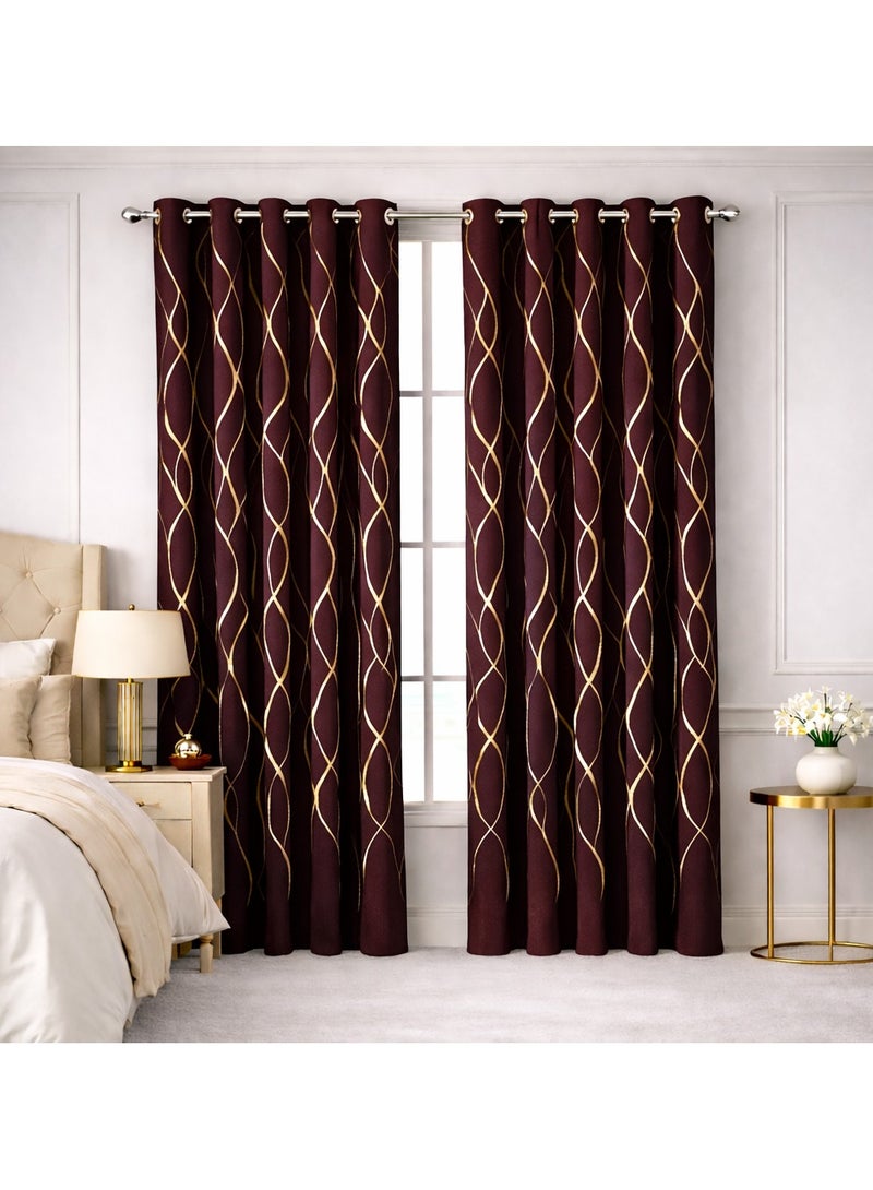 Bliss Casa Embossed Blackout Curtain Panels 140×240 cm – Thermal Insulated, Noise Reducing, Light & UV Blocking Grommet Drapes for Bedroom & Living Room, 2-Panels (Burgundy)