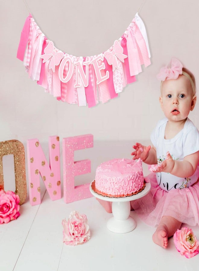 HIKLO Pink Bowknot High chair Banner - Bow One Birthday Banner, Pink White Bow Party Supplies, Girl First Birthday Decor, Coquette Themed Bow Tie Party Decoration - Image 4