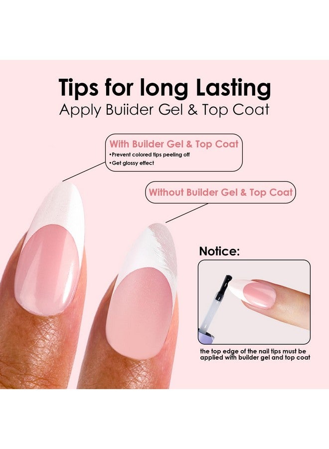 Canvalite French Tip Press on Nails Gel Nail Tips - 300Pcs Pre-Colored Quick and Easy Press on Nails Almond Fake Nails with Designs DIY Nail Extensions, Pink White - Image 5