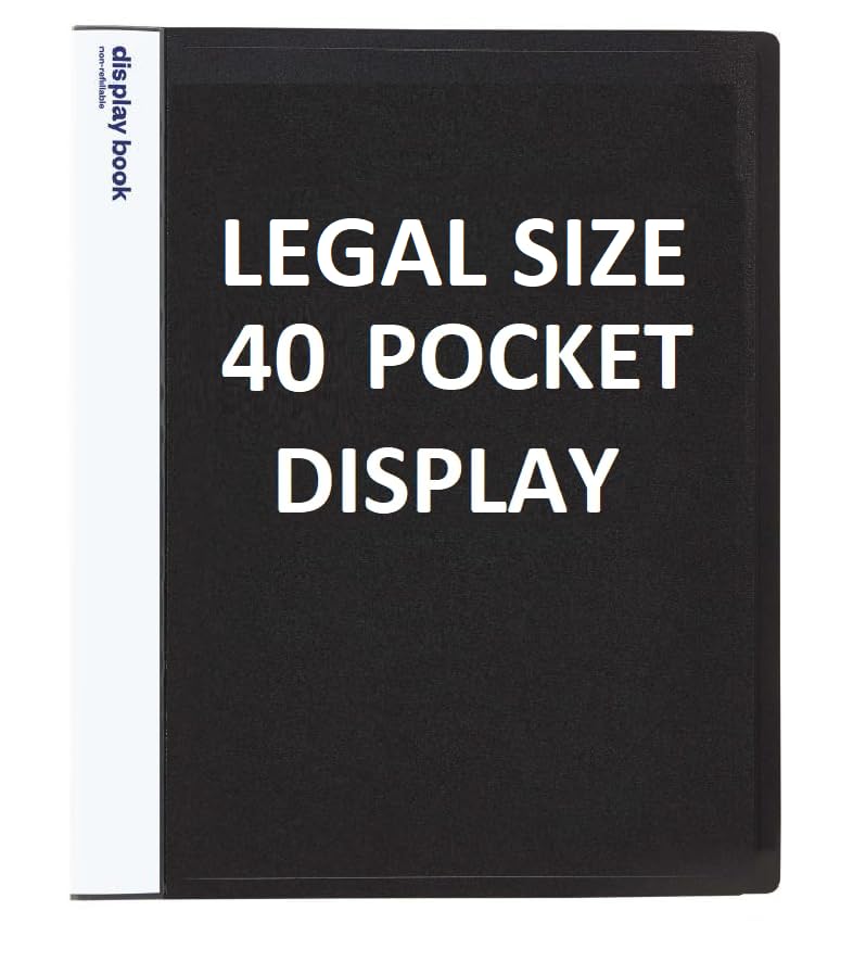 VAVIA Plastic 40 Pocket Display Legal Size Tough & Durable Leaf File Clear Book File Display File Display File (40 Pocket Black Legal Size) - Image 1