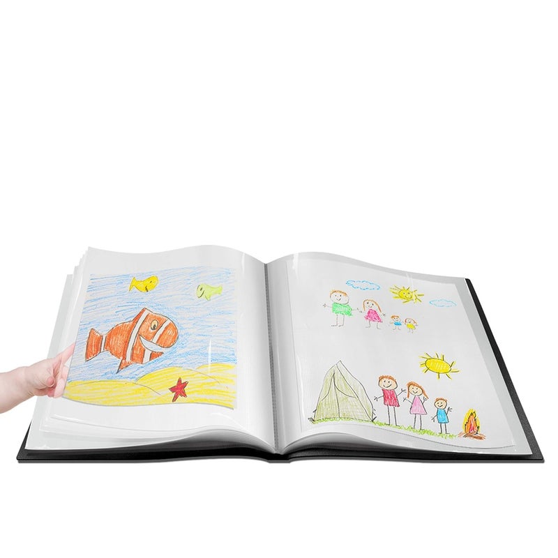 VAVIA Plastic 40 Pocket Display Legal Size Tough & Durable Leaf File Clear Book File Display File Display File (40 Pocket Black Legal Size) - Image 4