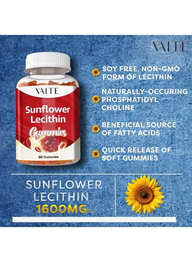 VAITE Sunflower Lecithin Extract Gummies 800mg - Vegan, Non-GMO, Soy-Free & Gluten-Free - Cognitive Health & Daily Nutrition - Easy-to-Digest, Plant-Based Wellness Chews for Adults - 60 Chewables - Image 3