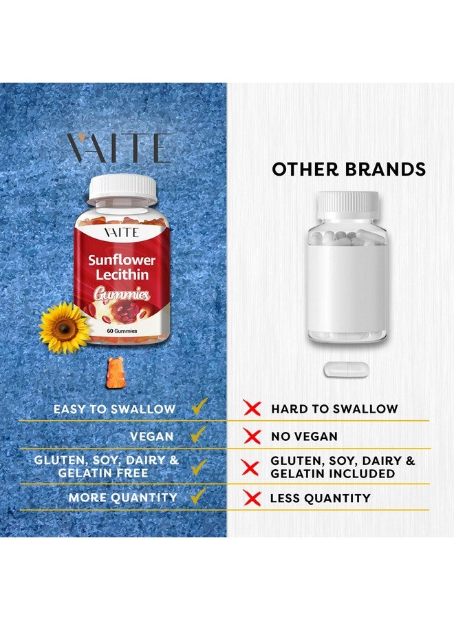 VAITE Sunflower Lecithin Extract Gummies 800mg - Vegan, Non-GMO, Soy-Free & Gluten-Free - Cognitive Health & Daily Nutrition - Easy-to-Digest, Plant-Based Wellness Chews for Adults - 60 Chewables - Image 5