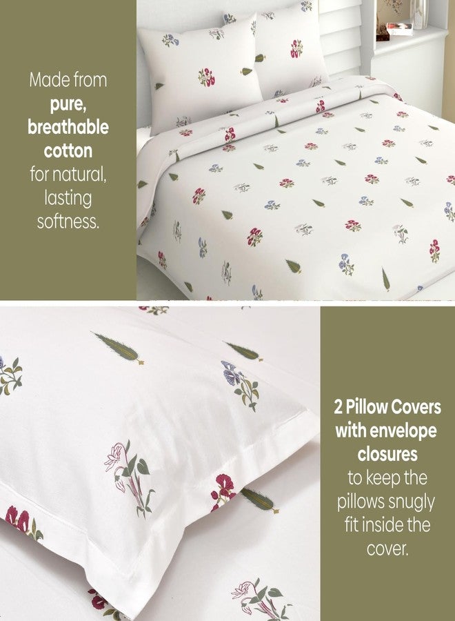 haus & kinder Bedsheets, 100% Cotton Double Bed Sheet, 186 TC Pure Cotton Bed Sheet for Queen Size Bed, with 2 Pillow Covers, (100 x 90 Inches) Garden of Joy - Image 2