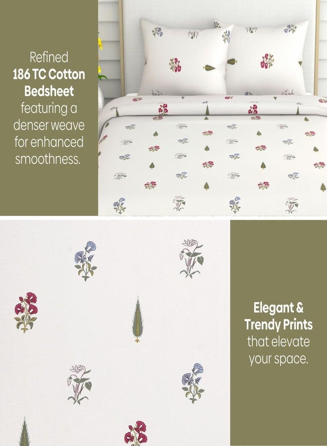 haus & kinder Bedsheets, 100% Cotton Double Bed Sheet, 186 TC Pure Cotton Bed Sheet for Queen Size Bed, with 2 Pillow Covers, (100 x 90 Inches) Garden of Joy - Image 4