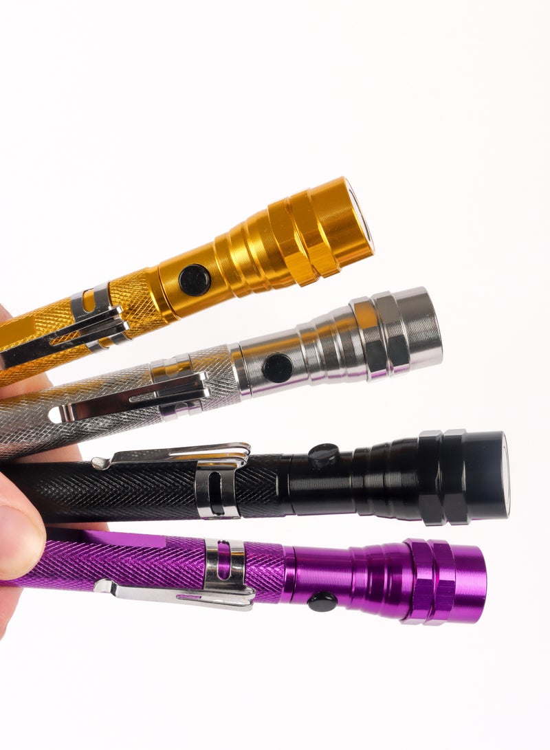 LUSTER 4pc Extendable led flashlight with hanging clip and strong magnetic base multiple colors - Image 2