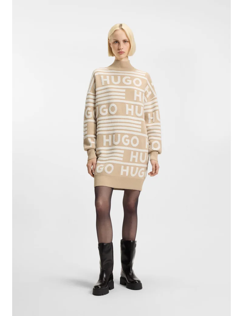 HUGO Oversized-fit sweater dress with logo details