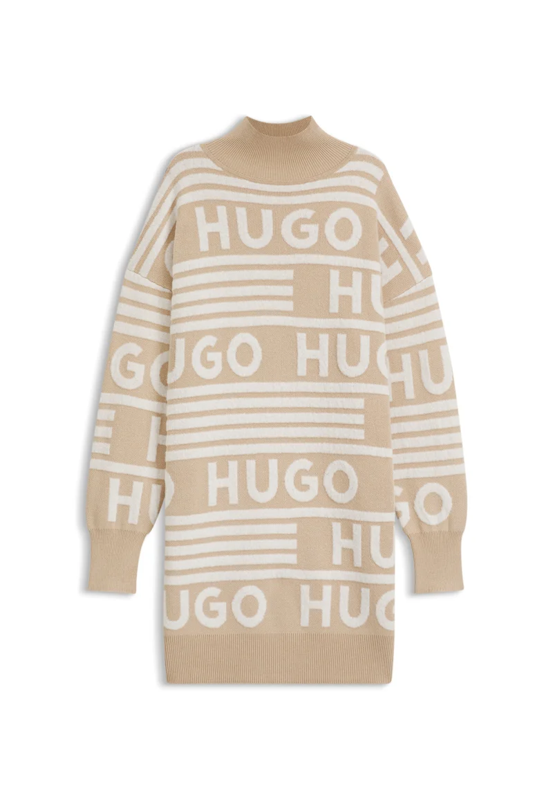 HUGO Oversized-fit sweater dress with logo details