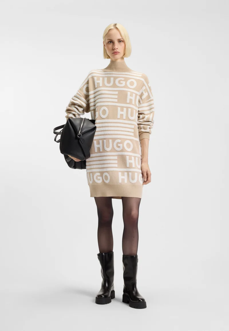 HUGO Oversized-fit sweater dress with logo details