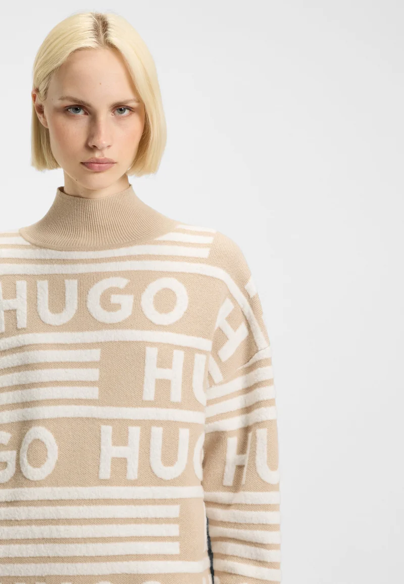 HUGO Oversized-fit sweater dress with logo details