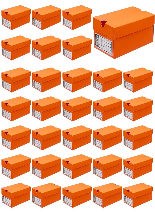 Foxtell 36 Pack Mini Sneaker Boxes for Party Favors 6.1 x 3.9 x 2.6 Inch Mini Shoe Gifts Boxes for Candies Cookies Snacks Sports Small Gift Case with Label for Wedding, Holiday, Birthday Party Favor (Orange - Image 1