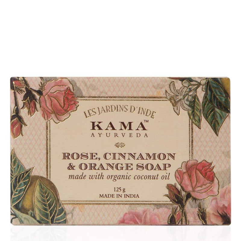 Kama Ayurveda Rose, Orange and Cinnamon Soap with Organic Coconut, Jojoba and Castor Oils, 125g - Image 1