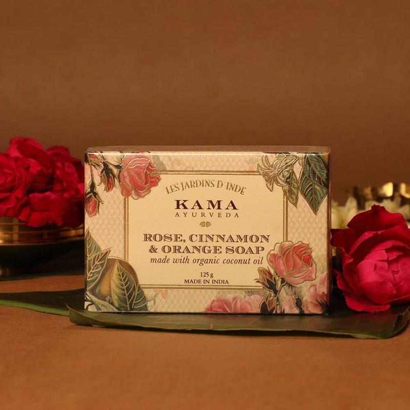 Kama Ayurveda Rose, Orange and Cinnamon Soap with Organic Coconut, Jojoba and Castor Oils, 125g - Image 2