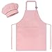 SUNLAND Kids Apron and Hat Set Children Chef Apron for Cooking Baking Painting Pink M - Image 3