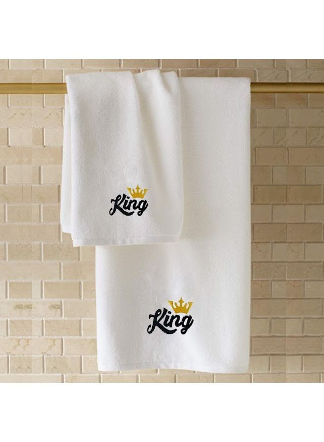 BYFT Embroidered For You  (White) Luxury (King) Personalized Hand Towel (50 x 80 Cm -Set of 1) 100% Cotton, Highly Absorbent and Quick dry Bath Linen -600 Gsm  - Image 4