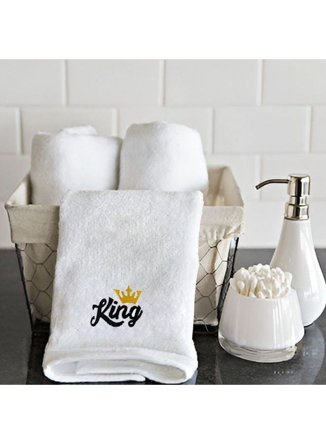 BYFT Embroidered For You  (White) Luxury (King) Personalized Hand Towel (50 x 80 Cm -Set of 1) 100% Cotton, Highly Absorbent and Quick dry Bath Linen -600 Gsm  - Image 1