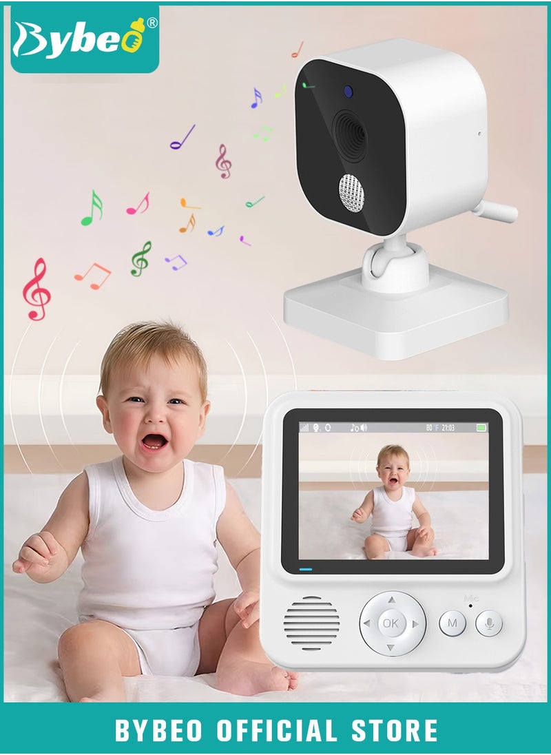 Bybeo Upgrade Baby Monitor, 2.5 Inch LCD Display Baby Camera Monitor with Camera and 2-Way Audio, Ultra-Clear Night Vision, Temperature Sensor and 8 Lullabies, Ideal for Baby/Elderly/Pet  - Image 1