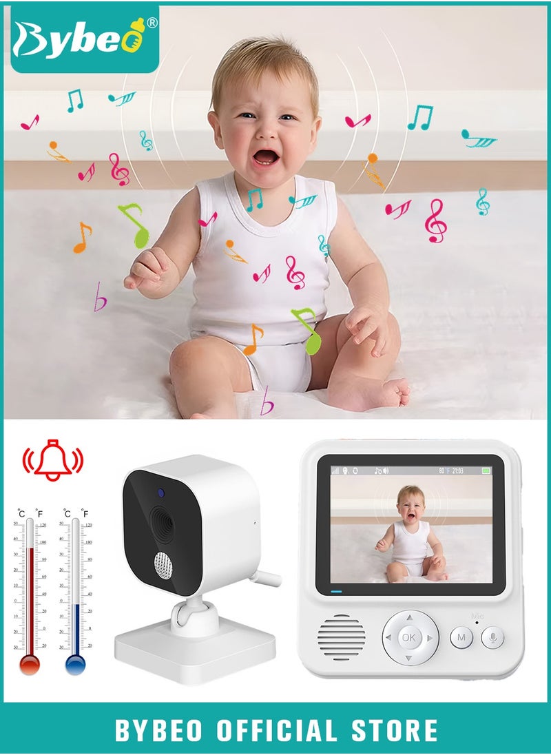 Bybeo - Upgrade Baby Monitor, 2.5 Inch LCD Display Baby Camera Monitor with Camera and 2-Way Audio, Ultra-Clear Night Vision, Temperature Sensor and 8 Lullabies, Ideal for Baby/Elderly/Pet - Image 1