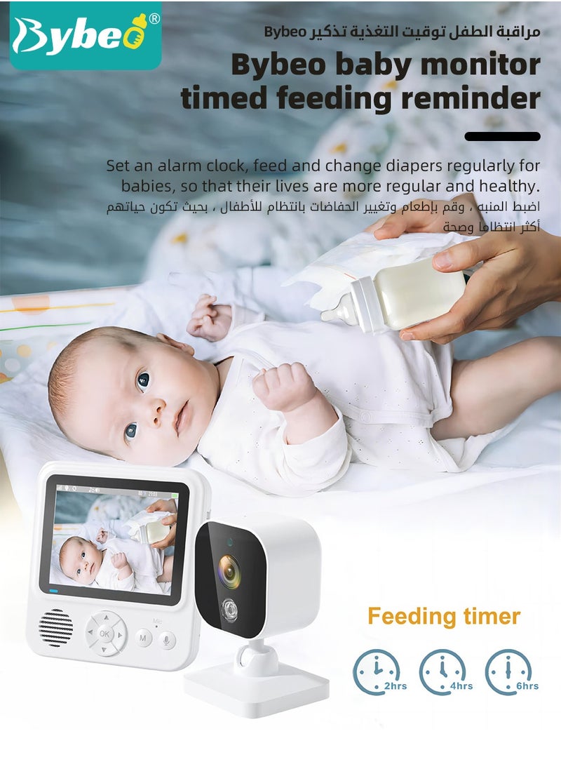 Bybeo - Upgrade Baby Monitor, 2.5 Inch LCD Display Baby Camera Monitor with Camera and 2-Way Audio, Ultra-Clear Night Vision, Temperature Sensor and 8 Lullabies, Ideal for Baby/Elderly/Pet - Image 1
