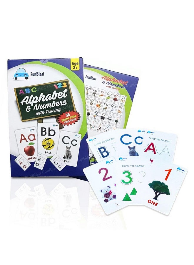 FunBlast Alphabets Flash Cards for Kids - Early Learning 26 Alphabet and 10 Numbers Flash Cards for Children, Letters, Numbers, Shapes & Colours Learning Kit for Preschool Kids (Multicolor) - Image 1