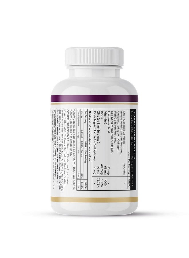 Inlife أقراص INLIFE متعددة الكولاجين المعقدة | 5 أنواع من الببتيدات I و II و III و V و X مع البيوتين وحمض الهيالورونيك | مكملات مسحوق الكولاجين للنساء والرجال - 90 قرص (عبوة من 1) - Image 5