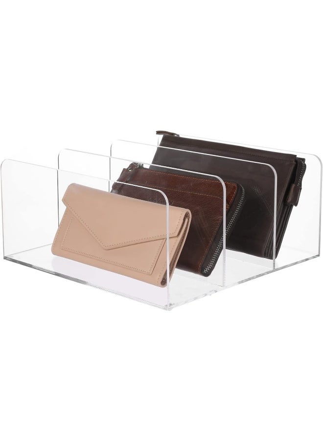 Generic MyGift Clear Acrylic Divided Purse and Wallet Organizer for Women and Men with 3 Sections, Handbag Storage, Clutch Holder for Closet Organization or Retail Display  - Image 2