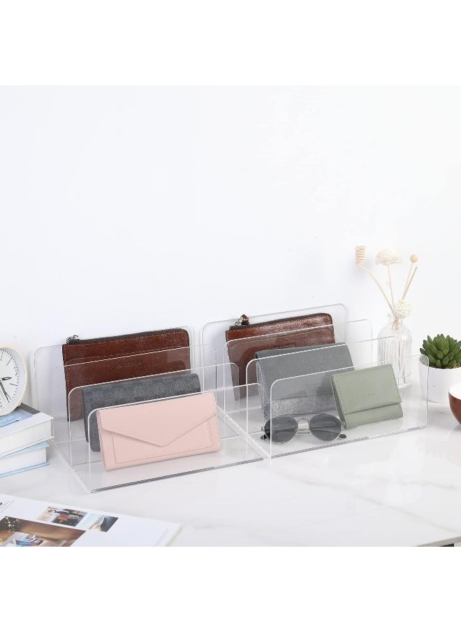 Generic MyGift Clear Acrylic Divided Purse and Wallet Organizer for Women and Men with 3 Sections, Handbag Storage, Clutch Holder for Closet Organization or Retail Display  - Image 4