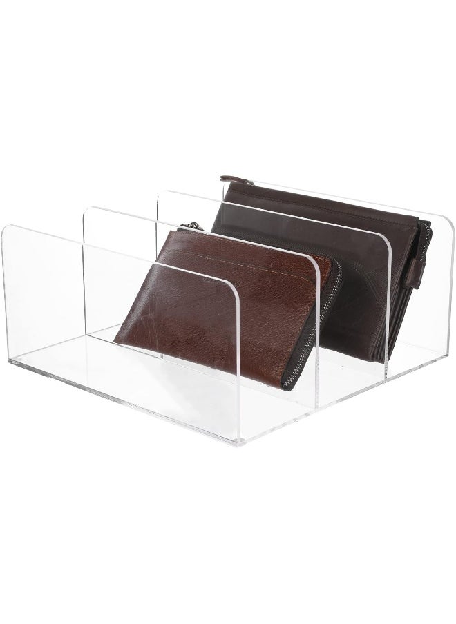 Generic MyGift Clear Acrylic Divided Purse and Wallet Organizer for Women and Men with 3 Sections, Handbag Storage, Clutch Holder for Closet Organization or Retail Display  - Image 5