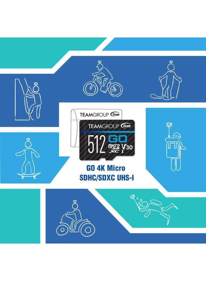 TeamGroup GO Card 128GB x 5 PACK Micro SDXC UHS-I U3 V30 4K for GoPro & Drone & Action Cameras High Speed Flash Memory Card with Adapter for Outdoor Sports, 4K Shooting, Nintendo-Switch TGUSDX128GU363 - Image 5