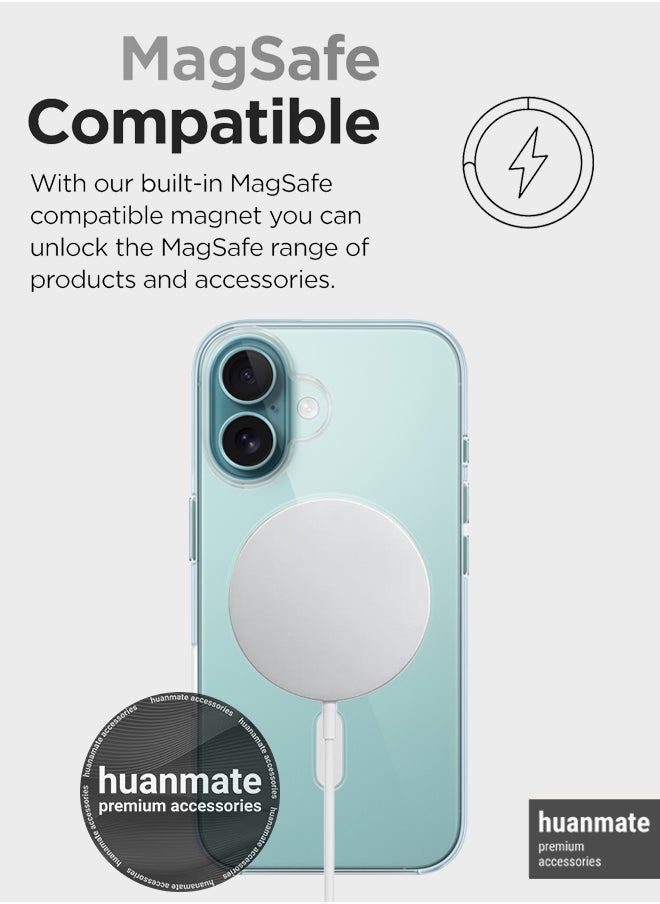 huanmate - Apple iPhone 16 Plus MagSafe Case Clear- High Quality Strong Magnet, Wireless Charging Compatible, Shockproof Protection, Ultra Slim Anti-Scratch Magnetic Cover for Apple iPhone 16 Plus - Image 1