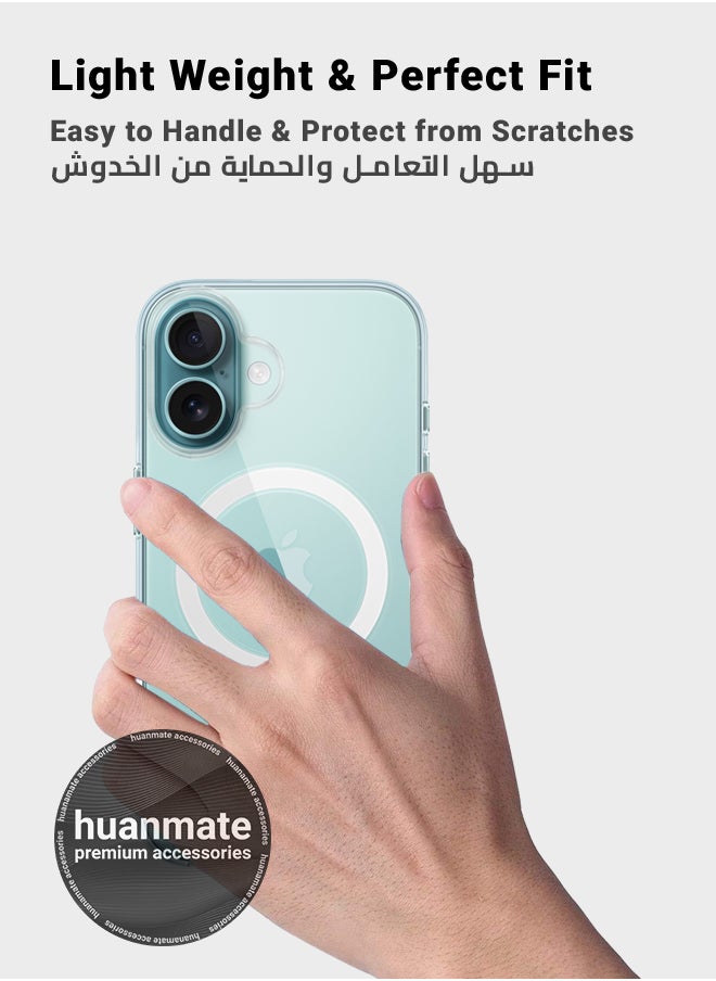 huanmate - Apple iPhone 16 Plus MagSafe Case Clear- High Quality Strong Magnet, Wireless Charging Compatible, Shockproof Protection, Ultra Slim Anti-Scratch Magnetic Cover for Apple iPhone 16 Plus - Image 1