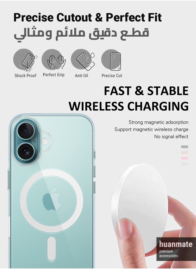 huanmate - Apple iPhone 16 Plus MagSafe Case Clear- High Quality Strong Magnet, Wireless Charging Compatible, Shockproof Protection, Ultra Slim Anti-Scratch Magnetic Cover for Apple iPhone 16 Plus - Image 1
