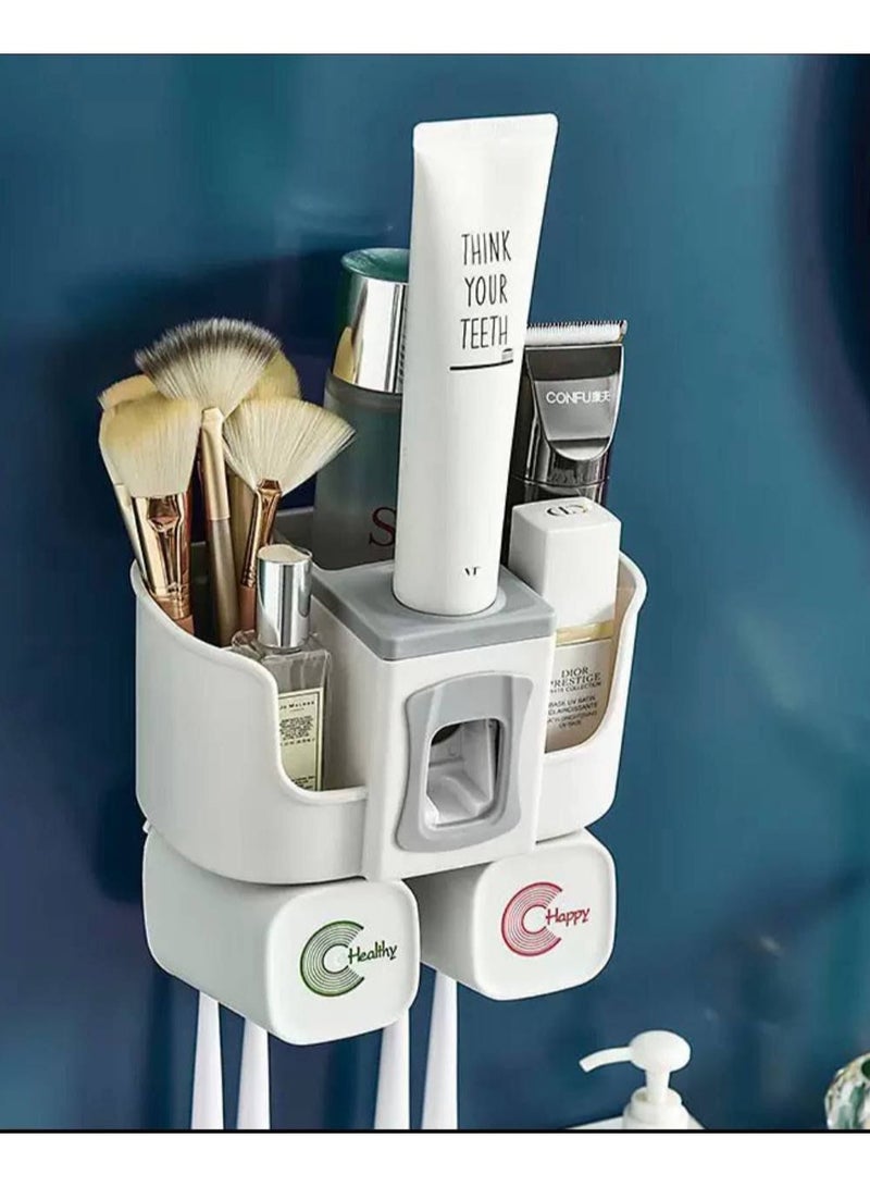 Automatic Toothpaste Dispenser and Toothbrush Holder White - Image 1