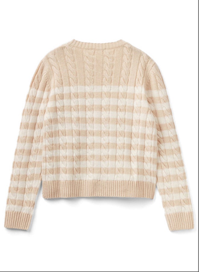 بينيتون سترة مخططة للبنات مع الكابلات - Image 2