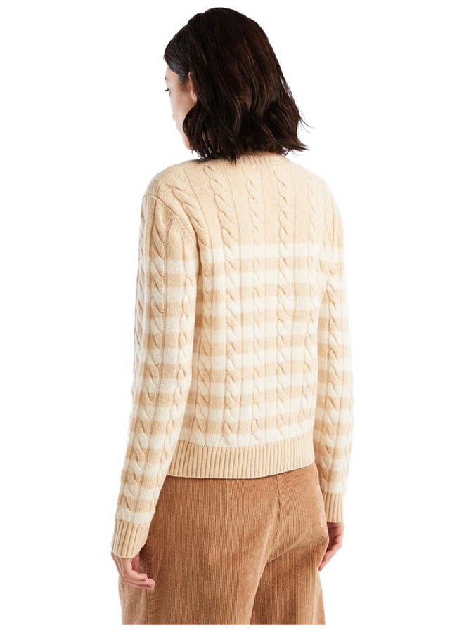 بينيتون سترة مخططة للبنات مع الكابلات - Image 3