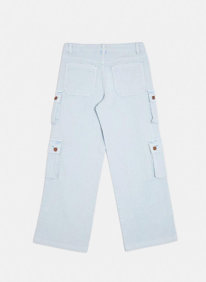 FOREVER 21 Girls High-Rise Cargo Jeans (Kids) - Image 2