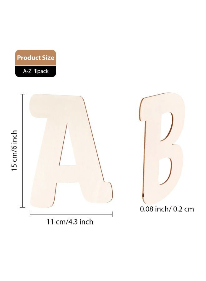 She Love 6 inch Wooden Letters 26Pcs Wooden Alphabet Letter for Crafts Unfinished Wood Letters for Home Wall Decor Kids Arts Painting DIY Learning - Image 2