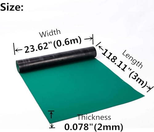 tonchean 23.7" x 118" Rubber ESD Soldering Mat Roll, ESD Anti-Static Mat Roll High Temperature Resistant ESD Grounding Desk Mat Anti-Static Table Mat for Phone,PC,ESD Sensitive Device Repair, Green - Image 2