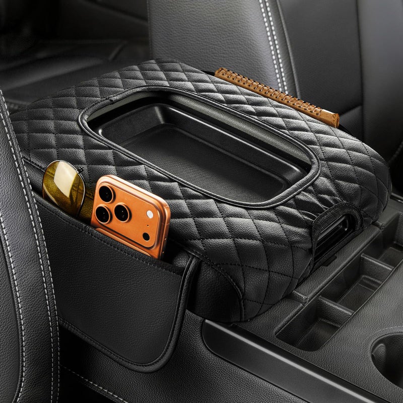 JOYTUTUS Center Console Cover Compatible with Silverado Sierra 20142018 Jump Seat Leather Arm Rest Armrest Cover for Car Durable Middle Console Cover Replacement for Trucks with 2 Pocket - Image 2