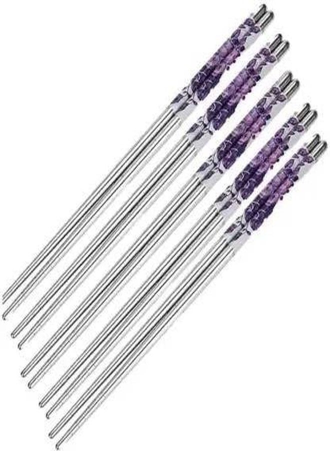 Bekner Eating, Training, Eating Stainless Steel, Silicone Chinese, Korean, Japanese Chopstick (Silver Pack of 10) - Image 1